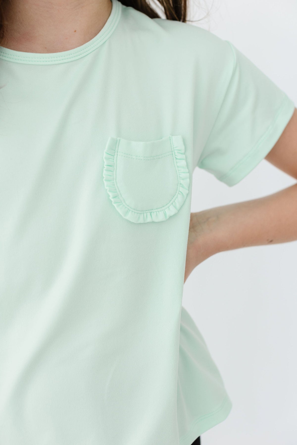 Pastel Green Ruffle Pocket Tee