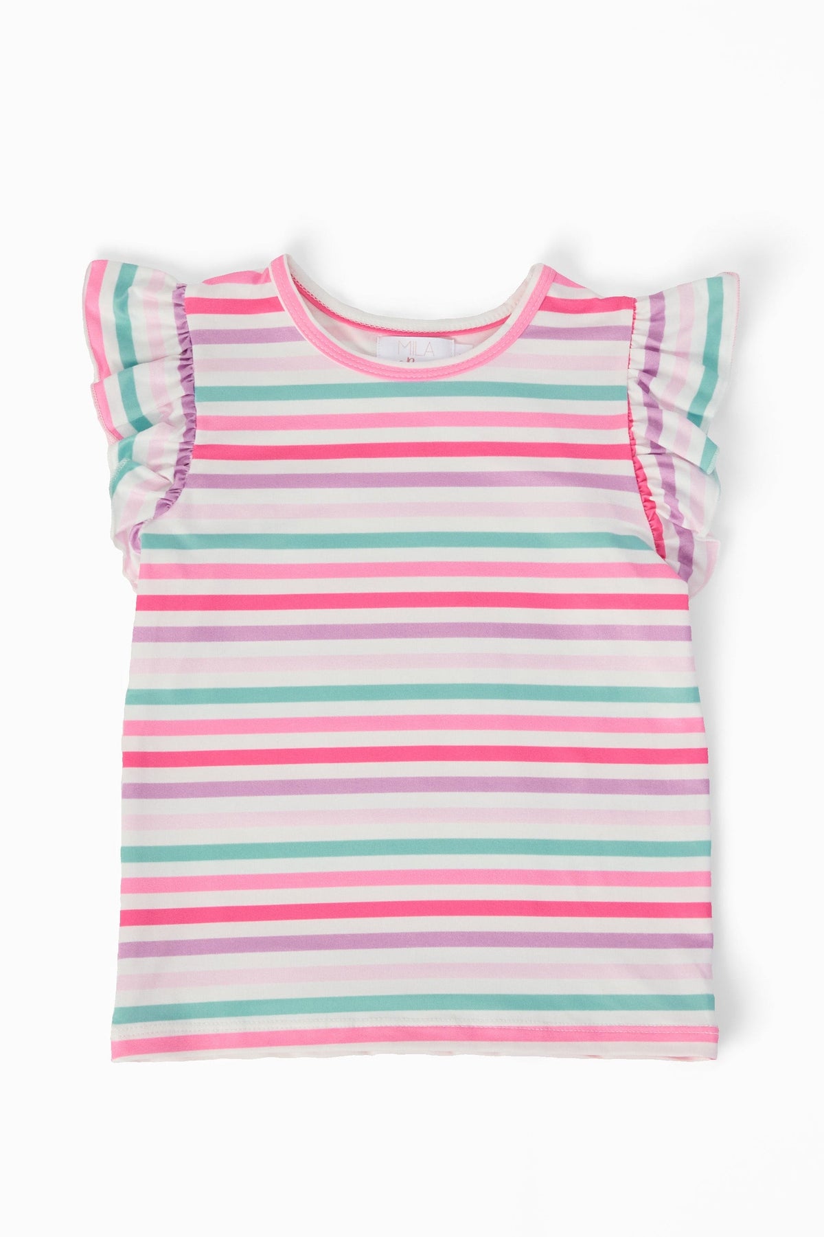Pastel Stripes S/S Ruffle Tee