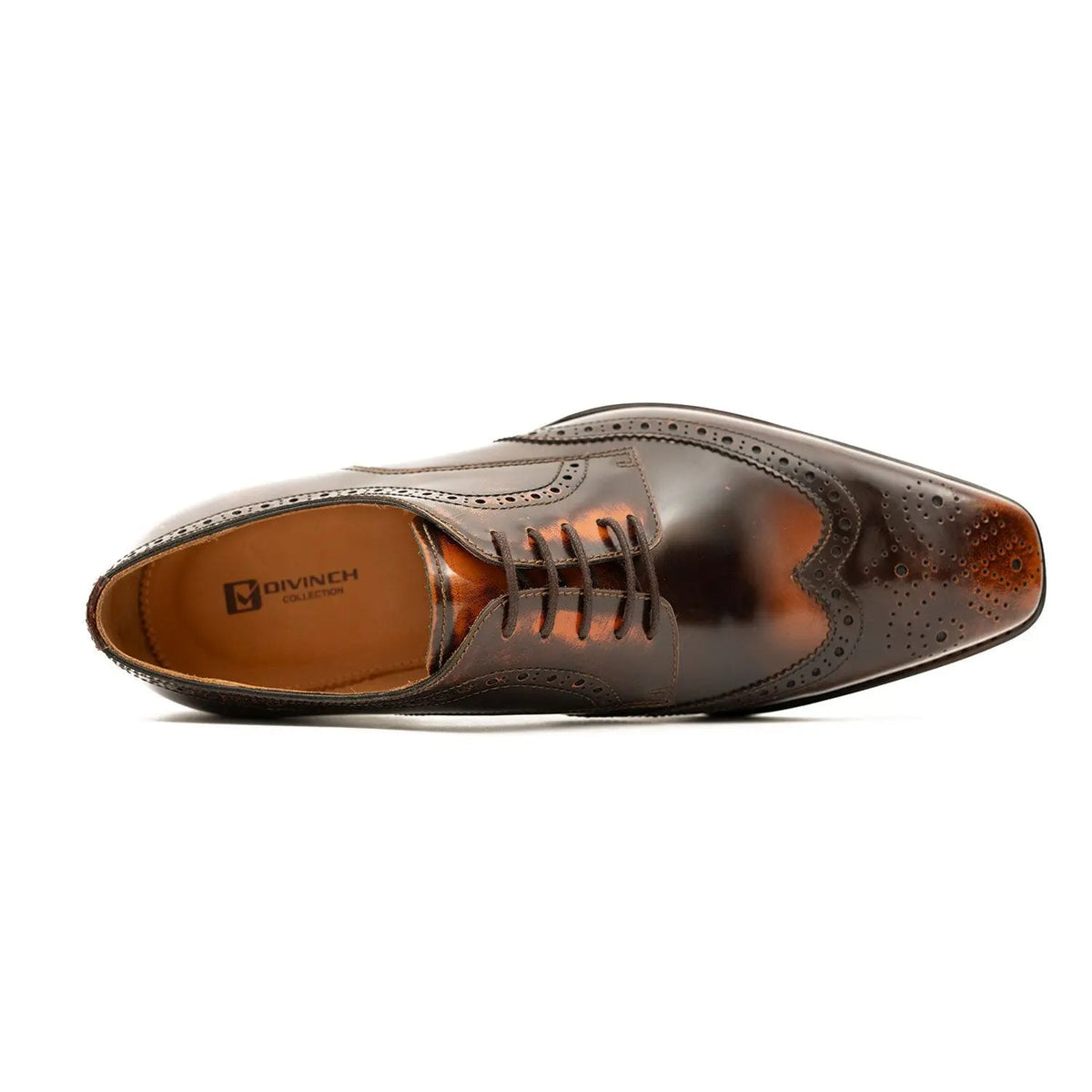 Brown Wingtip Calf Leather Derby Shoes