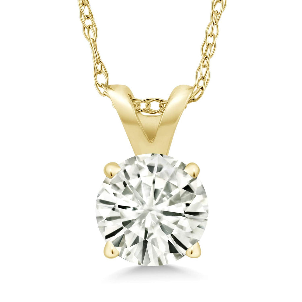 .80 CTW Certified Genuine Moissanite Solitaire Pendant Necklace - Choice of 14k White or Yellow Gold