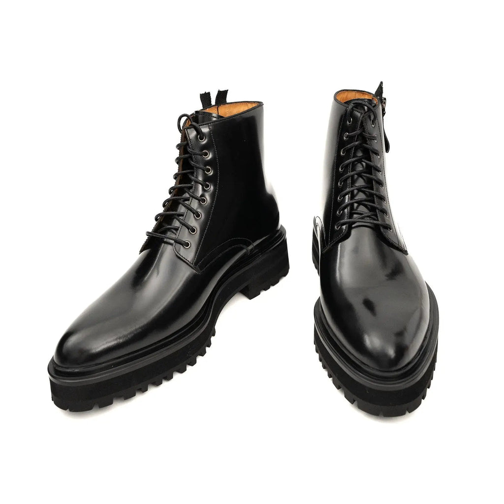 Black Calf Leather Ankle Boots
