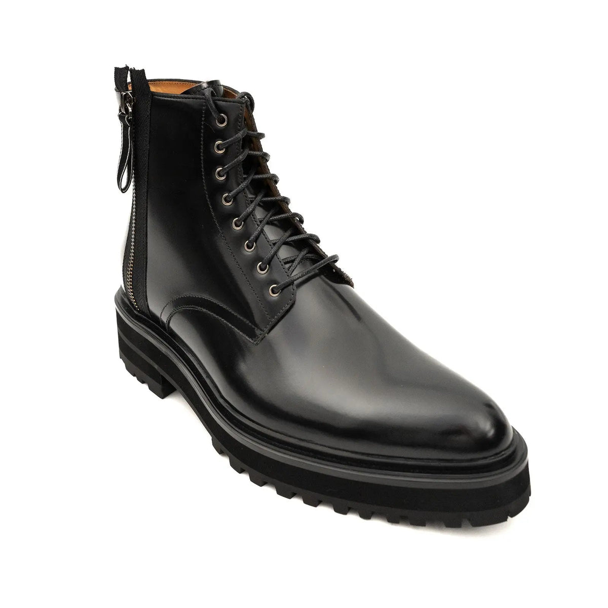 Black Calf Leather Ankle Boots