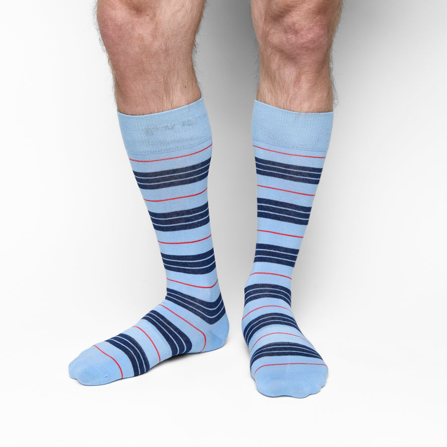 Powder Triple Stripe Dress Socks