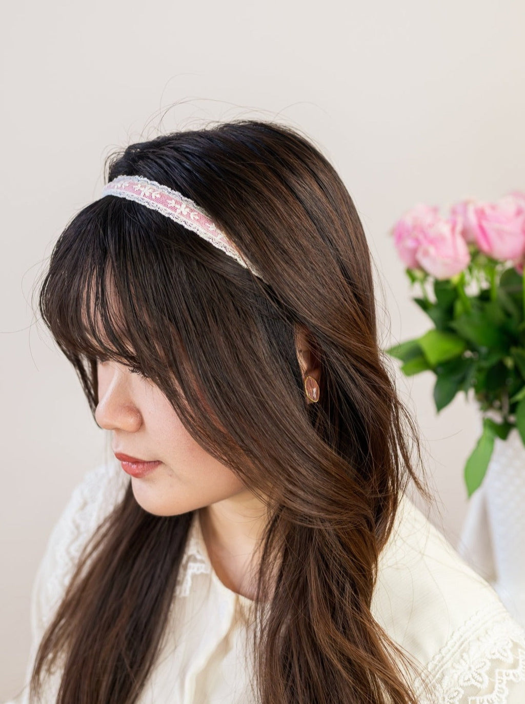 Blush Lace Skinny Headband