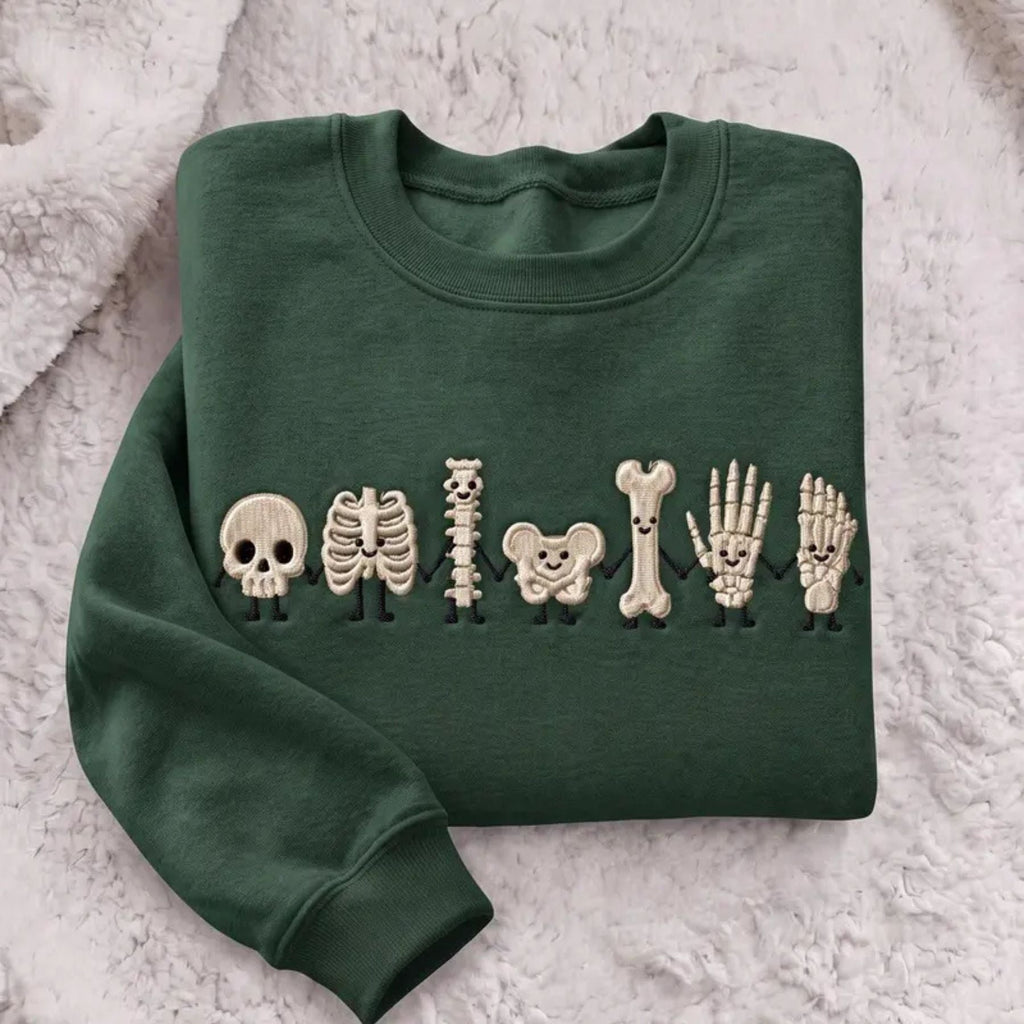 Radiology Tech Skeleton Embroidered Sweatshirt – Cute X-Ray Tech Crewneck & Rad Tech Gift