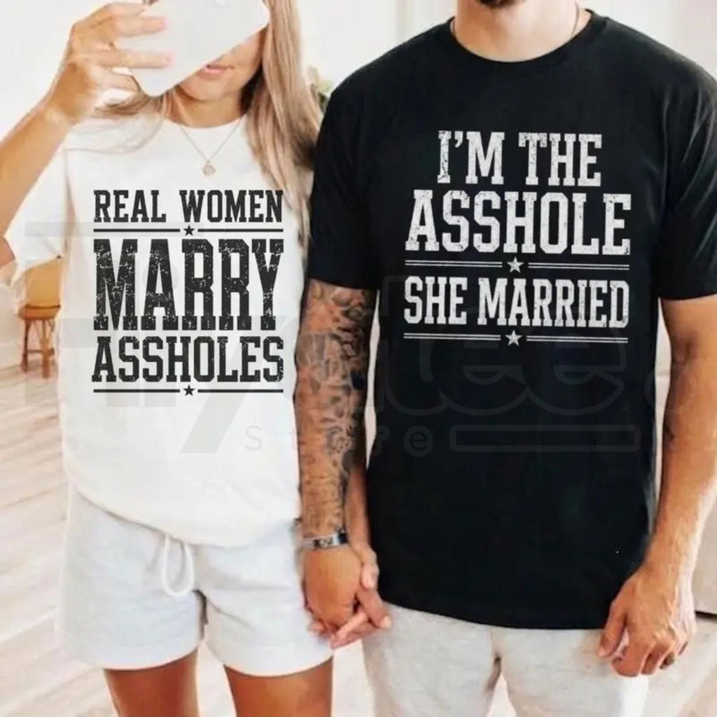 Real Women Marry Shirt & She Married Me Tee – Couples Matching T-Shirt