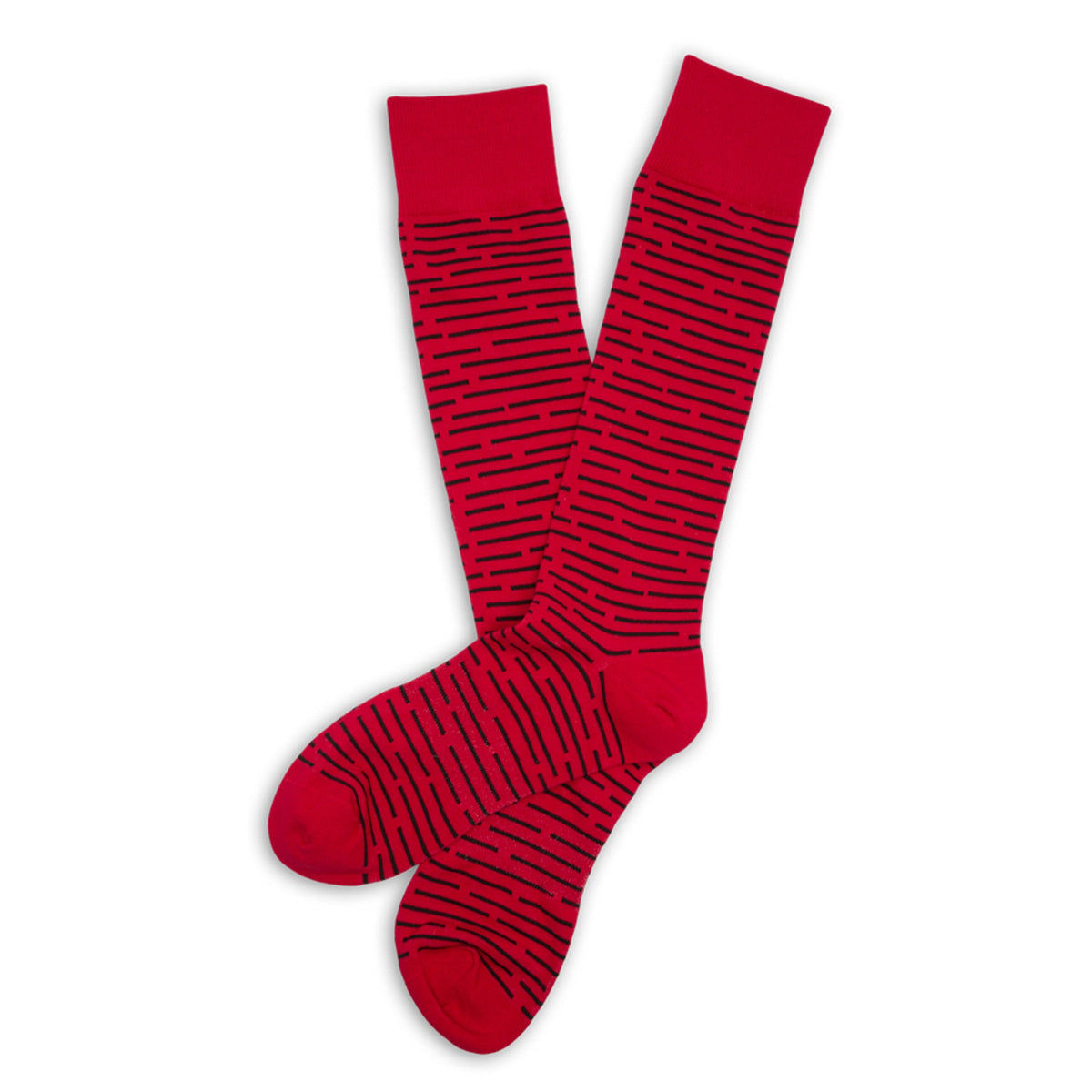 Red / Black Broken Stripe Dress Socks