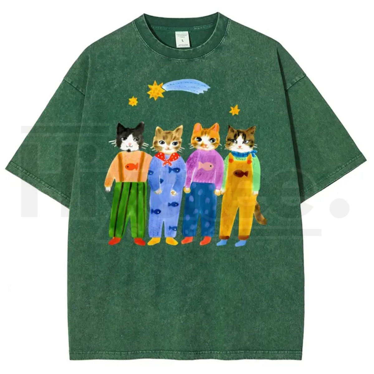 Retro "Cats In Overalls" Vintage Graphic T-Shirt – Hand-Painted Style 90s Streetwear