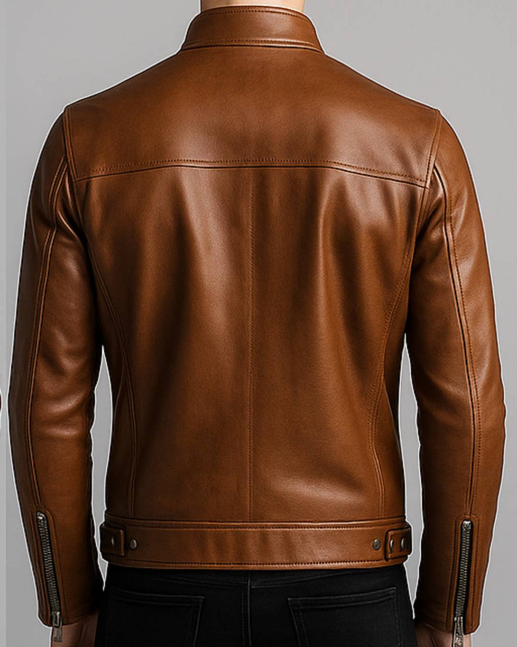Men's Riley Brown Leather Biker Jacket