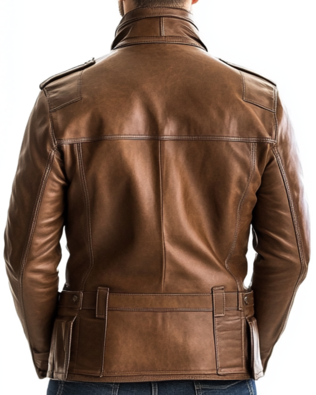 Men's Rowan Brown Leather Biker Jacket