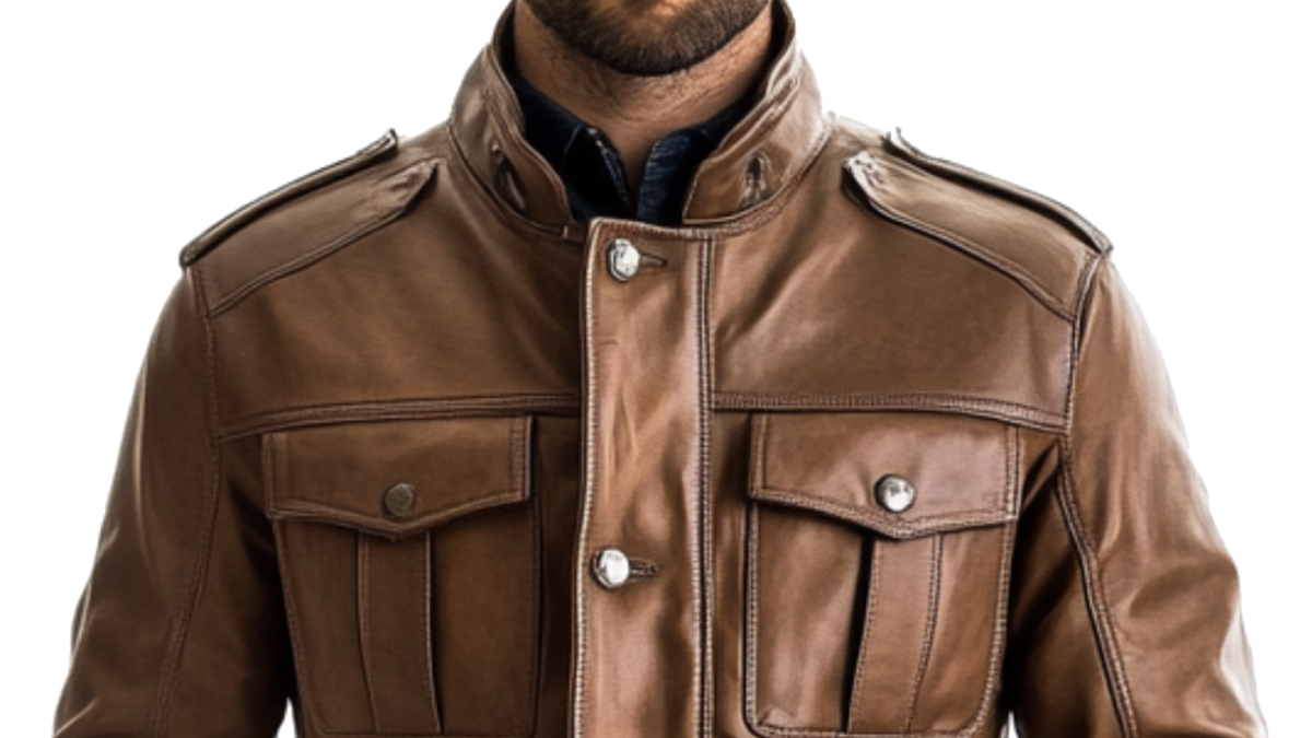 Men's Rowan Brown Leather Biker Jacket