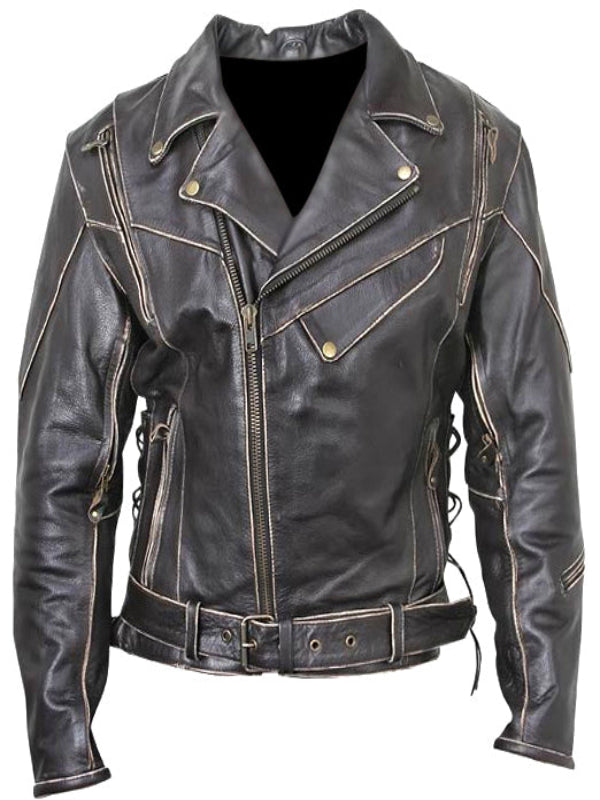 Men's Brando Rub-Off Black Leather Jacket
