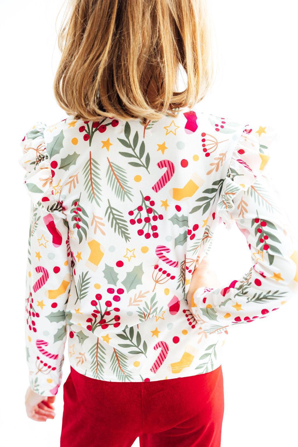 Holly Jolly Christmas L/S Ruffle Tee