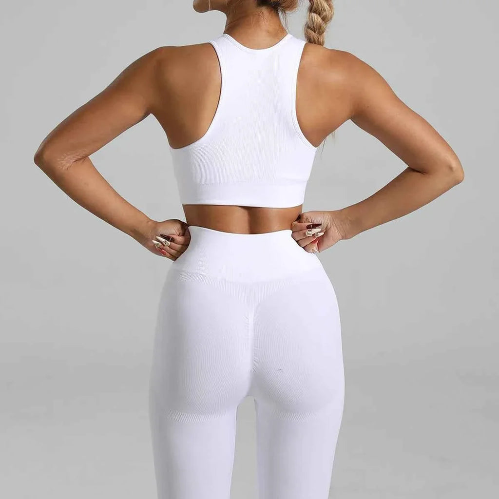 Seamless Ribbed High Waisted Yoga Set