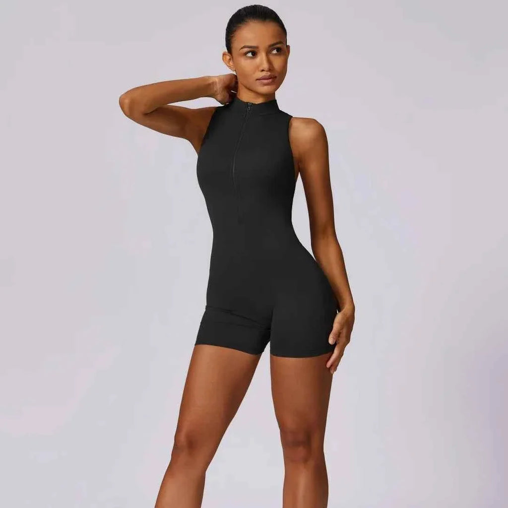 Backless Scrunch Yoga Jumpsuit Short Set Women
