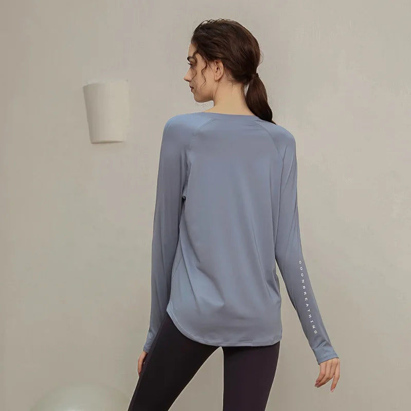 Long Sleeve Yogawear Blouse Workout Gym Clothing