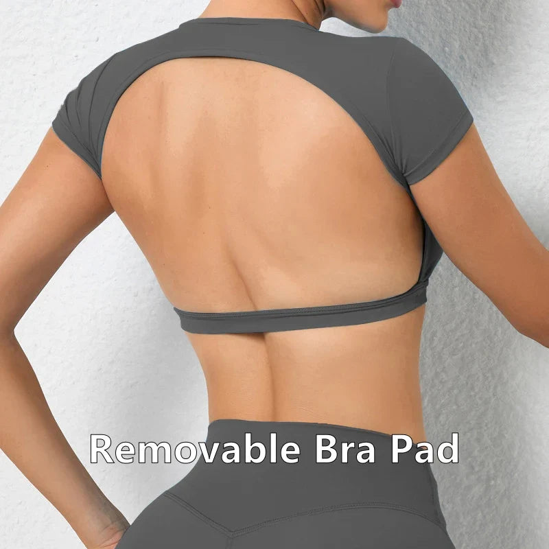 FlexiFit Women's Backless Crop Gym Top