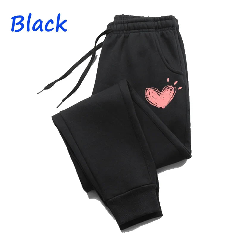 Women Cute Heart Printed Sweatpants