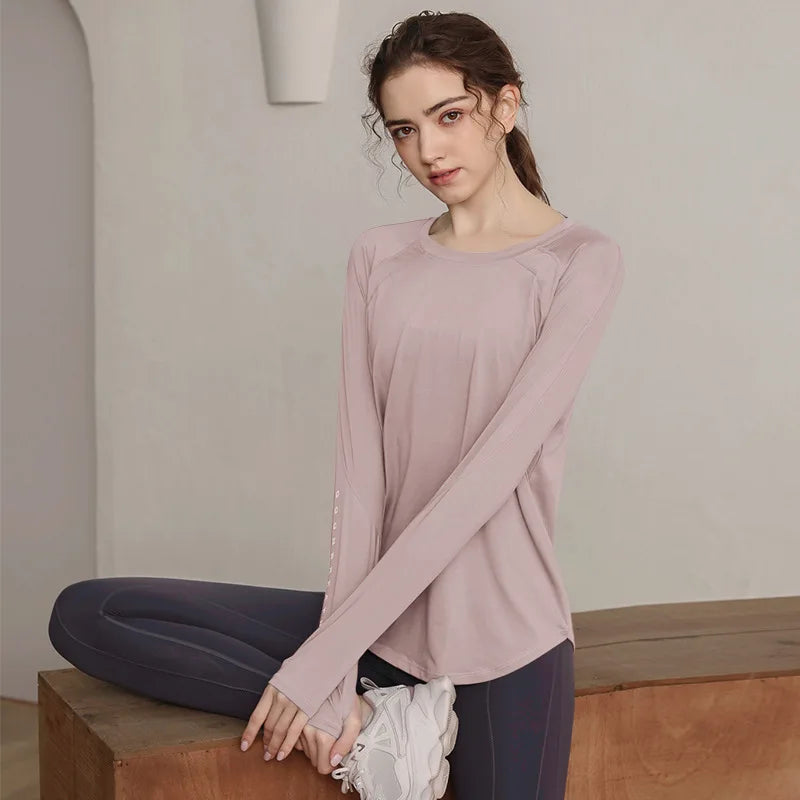 Long Sleeve Yogawear Blouse Workout Gym Clothing