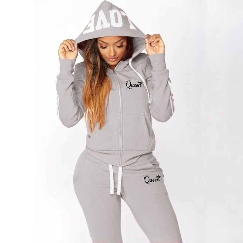 ChicStride: Women's Striped Hoodie & Jogger Set