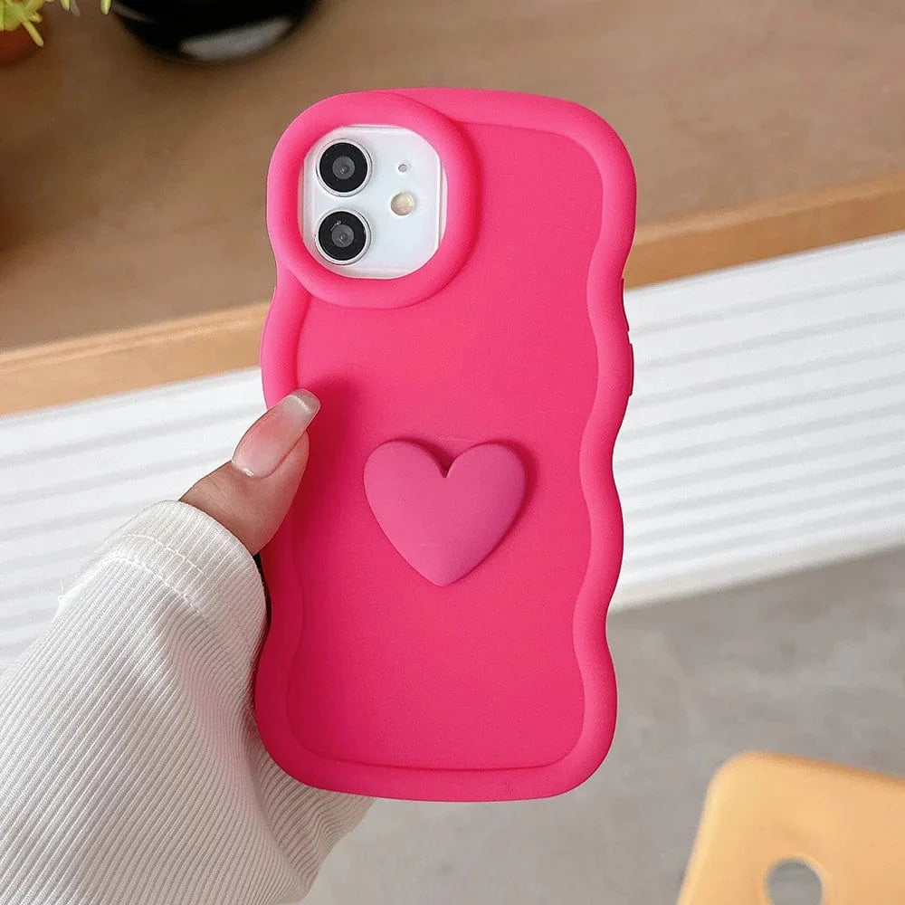 3D Love Heart Wave iPhone Case