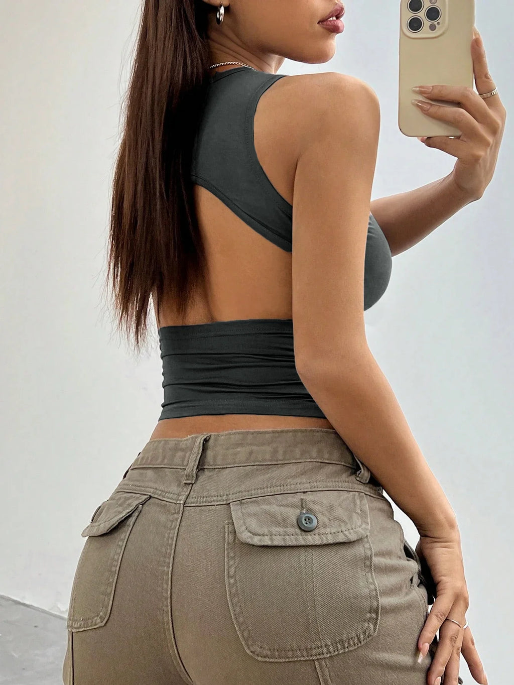 Women’s Casual Backless Round Neck Vest
