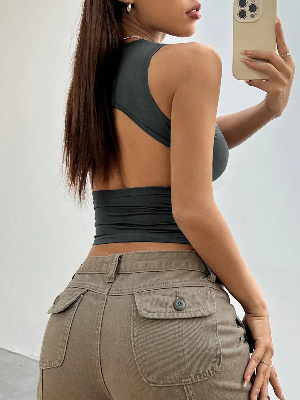 Women’s Casual Backless Round Neck Vest