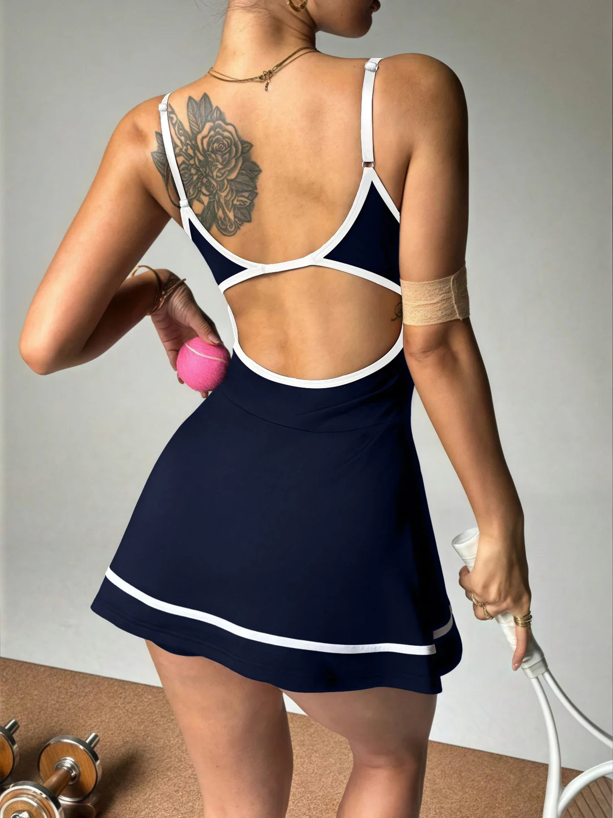 Women's color blocked tennis short skirt