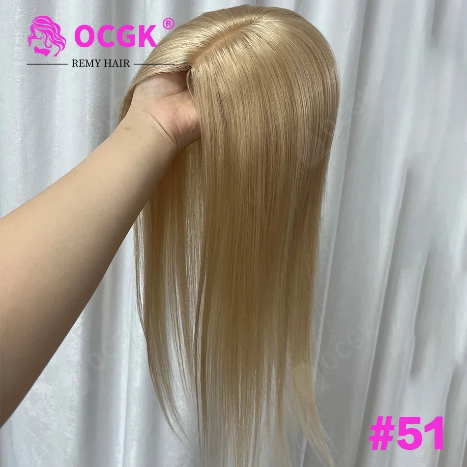 17 Straight Human Hair Topper, 10x12cm Base