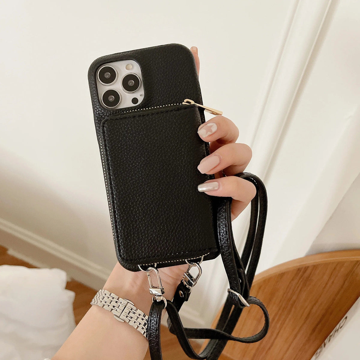Luxury Crossbody Wallet Leather iPhone Case