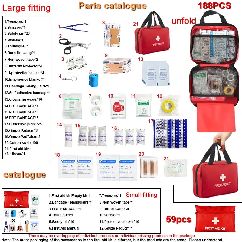 First Aid Kit 188 pcs emergency and survival essentials