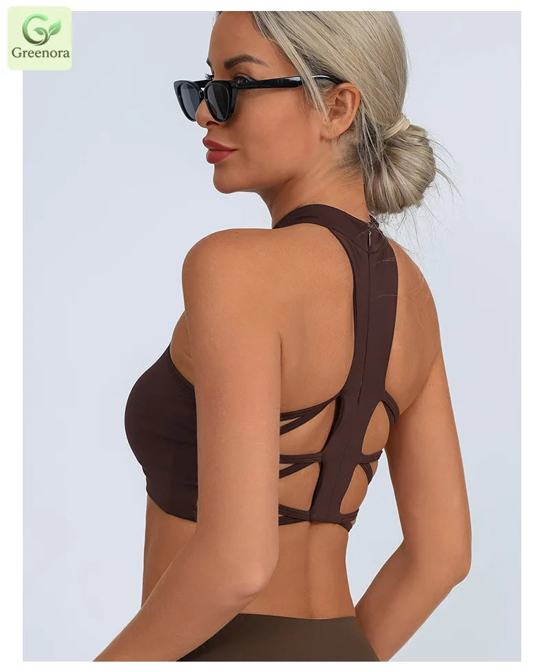 White High Neck Mesh Sports Bra Crop Top