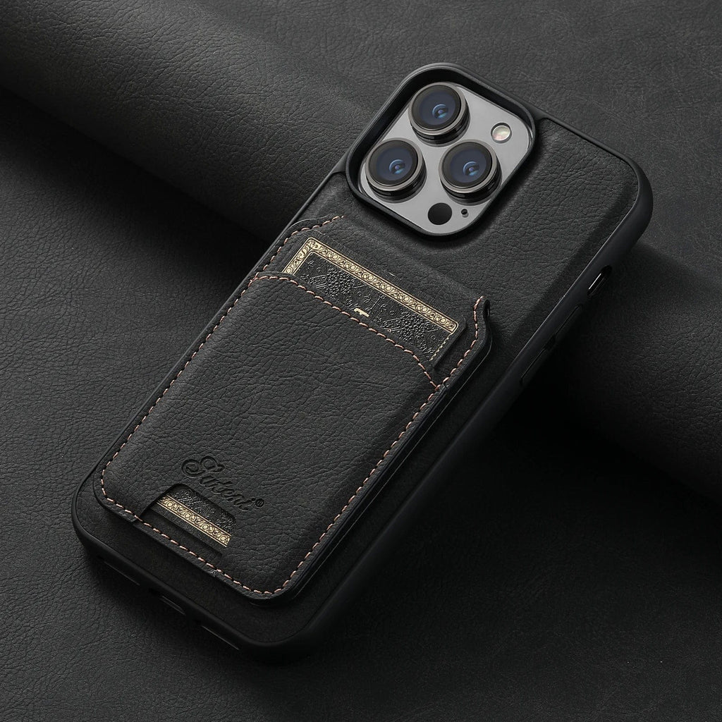 Leather Magnetic Wallet iPhone Case