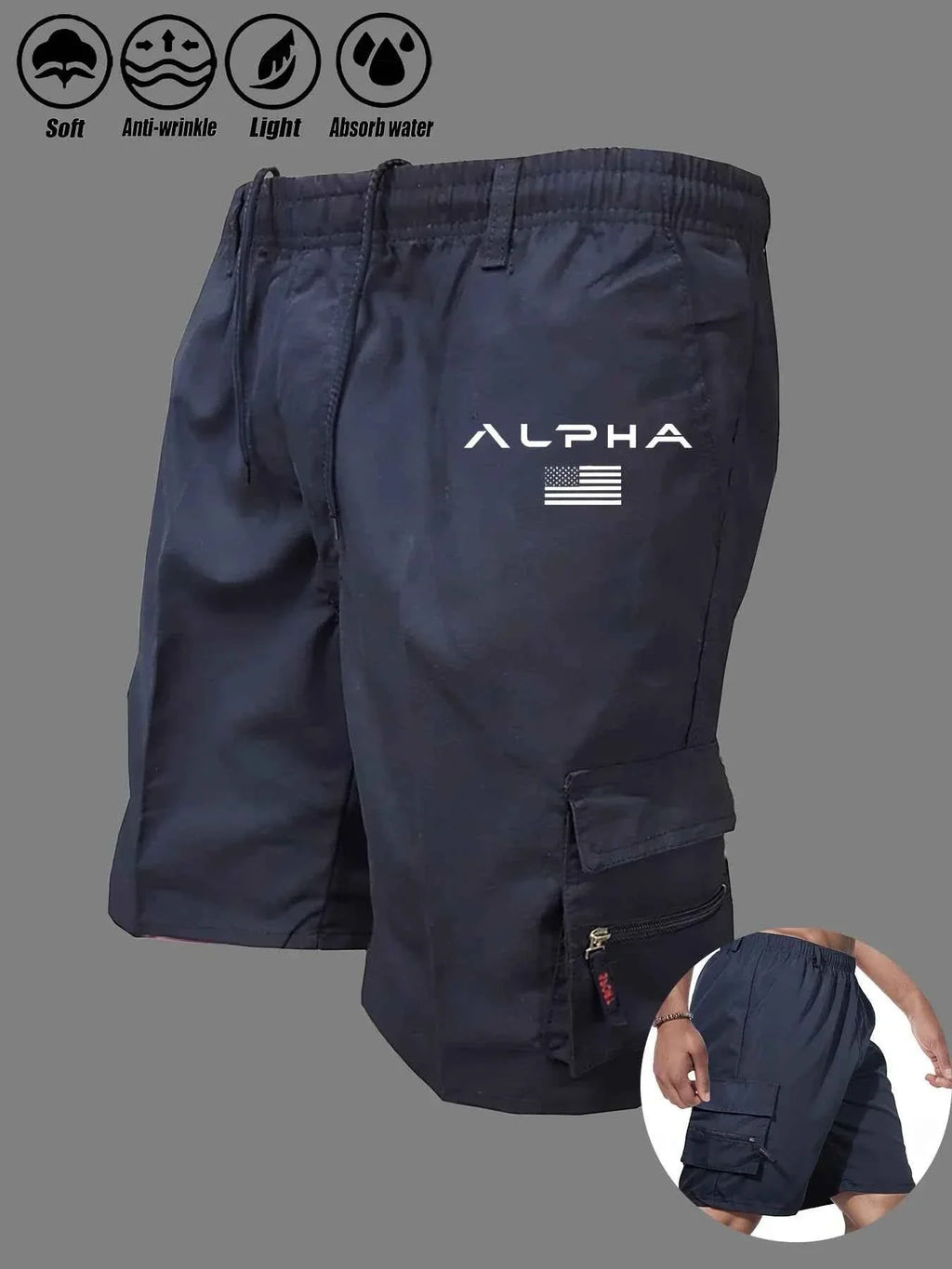 American Flag Eagle Cargo Shorts - Multi-Pocket