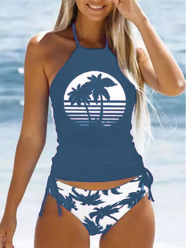 GlamWave: Women's Tied Halter Tankini Set