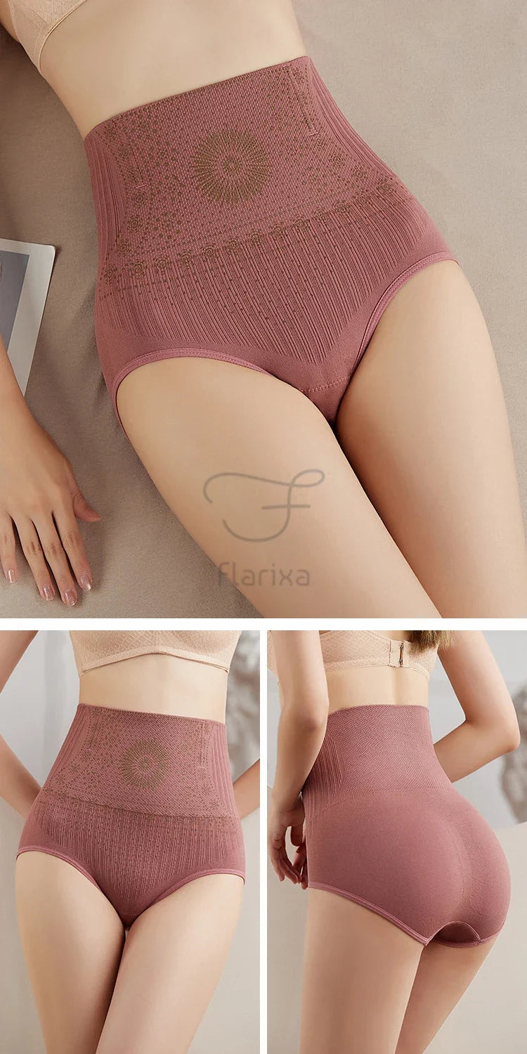 Flarixa High Waist Seamless Shaping Briefs Slimming Panties Women Faja Postpartum Abdominal Pants Body Shaper Underwear Slimmer