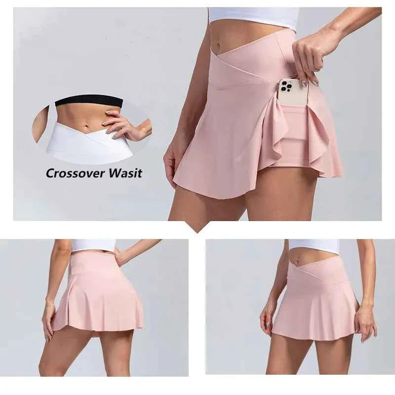 Women’s High Waist Pleated Tennis Skort with Pockets