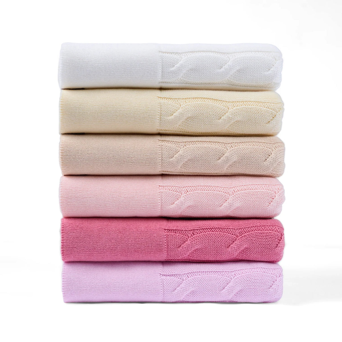 Cable Knit Baby Blanket in Rose Pink