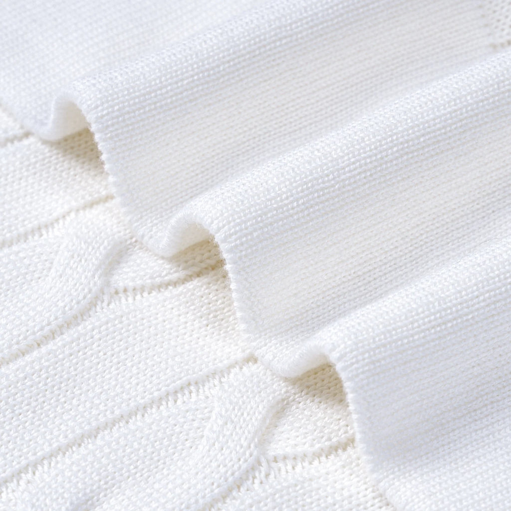 Cable Knit Baby Blanket in White