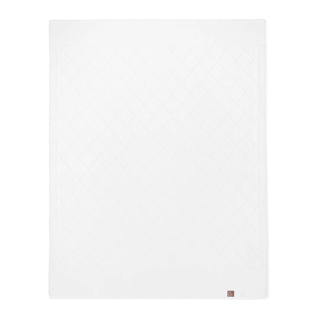 Diamond Stitch Baby Knit Blanket in White