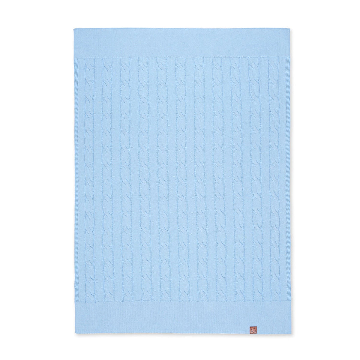 Cable Knit Baby Blanket in Baby Blue
