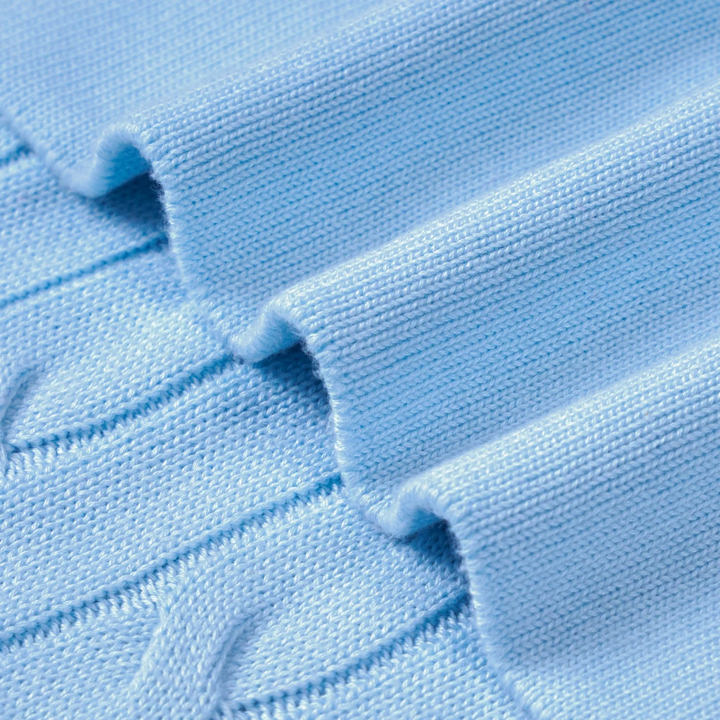 Cable Knit Baby Blanket in Baby Blue