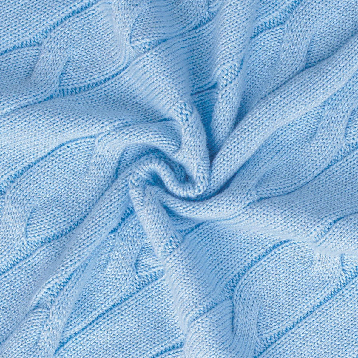 Cable Knit Baby Blanket in Baby Blue