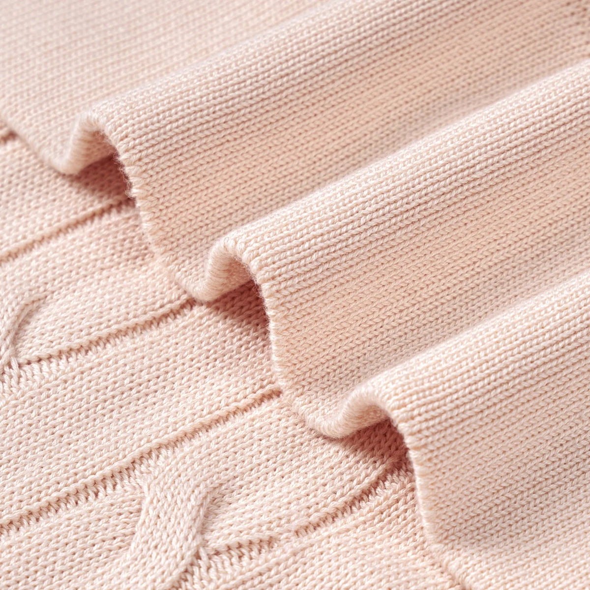 Cable Knit Baby Blanket in Beige