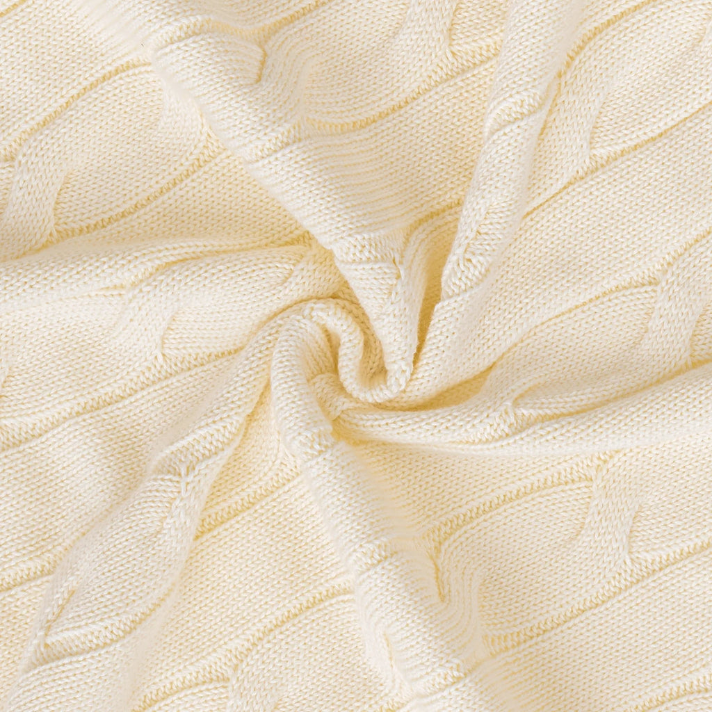 Cable Knit Baby Blanket in Cream