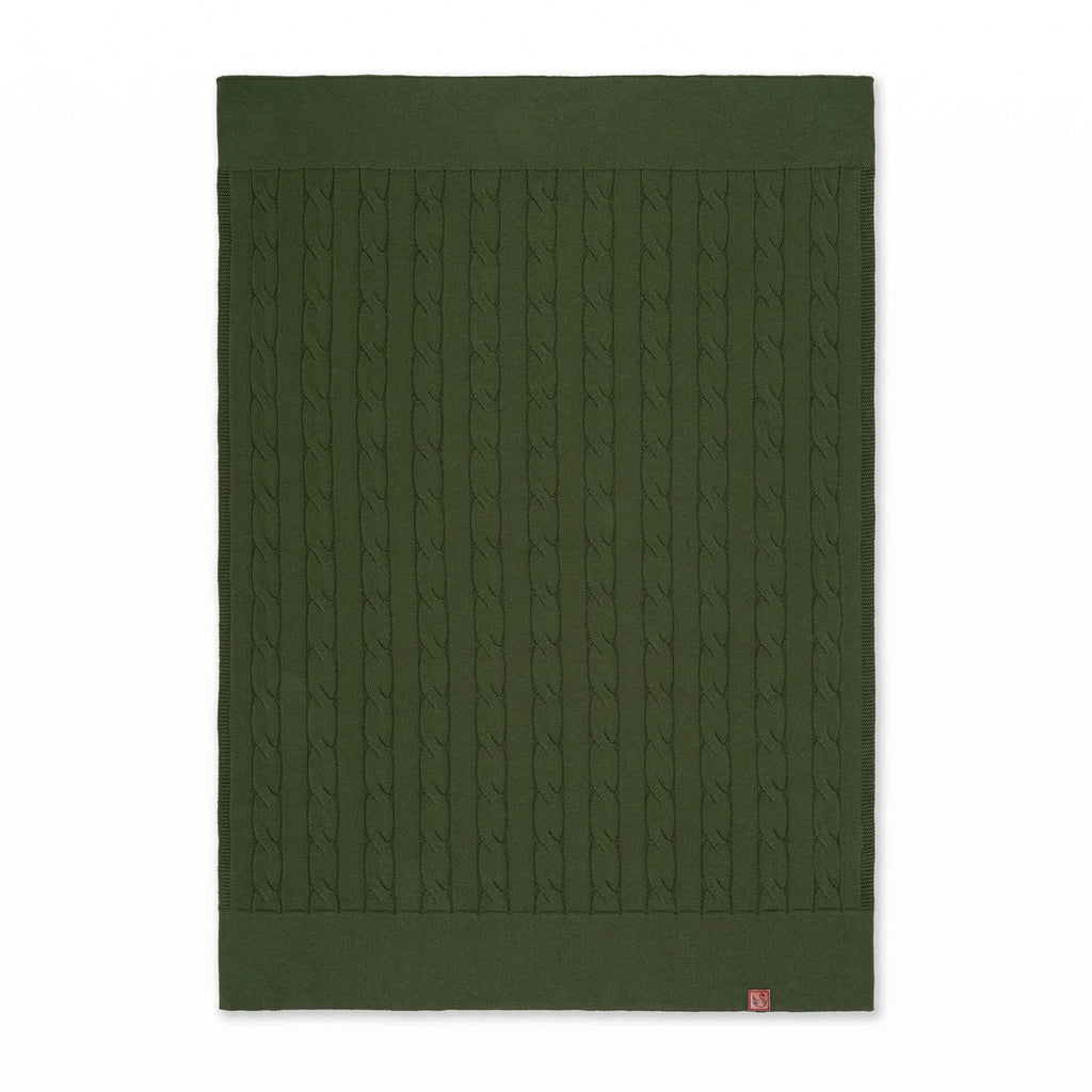 Cable Knit Baby Blanket in Forest Green