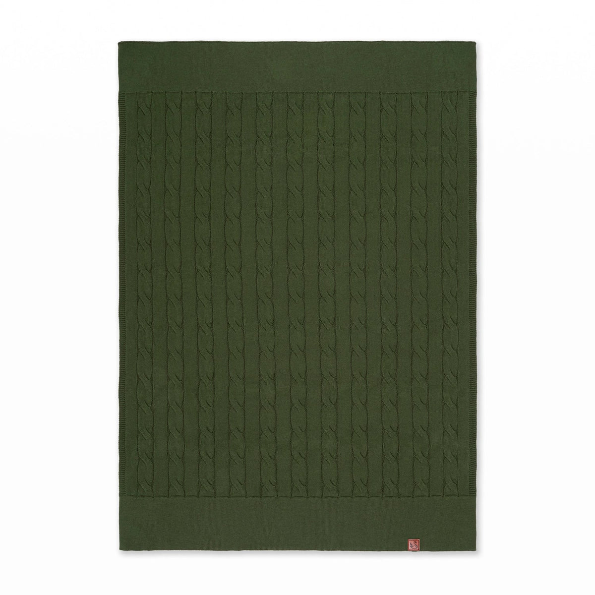 Cable Knit Baby Blanket in Forest Green