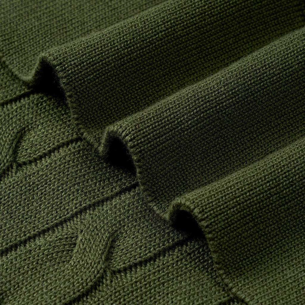 Cable Knit Baby Blanket in Forest Green