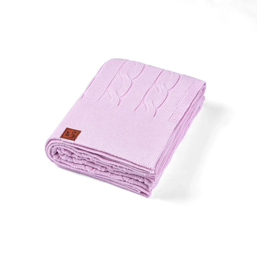 Cable Knit Baby Blanket in Lilac