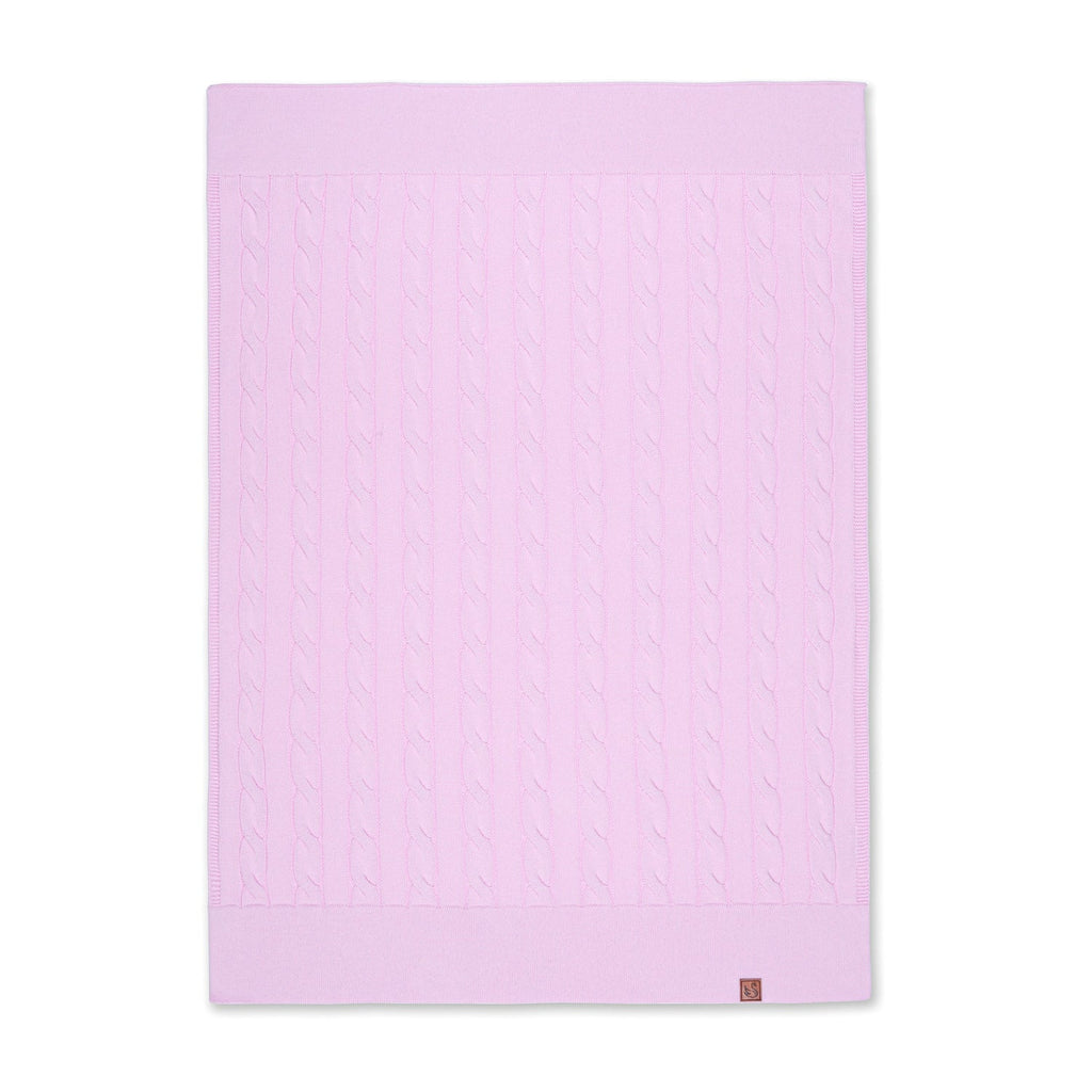 Cable Knit Baby Blanket in Lilac